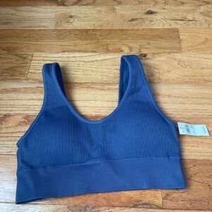 Blue Ribbed Sports Bra aerie offline blue ribbed size large new with tags